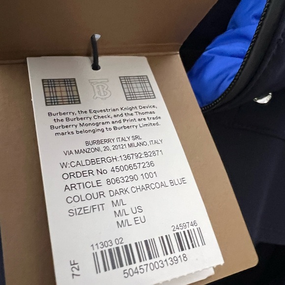 Burberry Caldbergh Oversized Hooded Poncho Blue Women’s M/L $1,890 - Picture 4 of 6